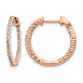 14k Rose Gold 1/2 carat Diamond In/Out Hinged Hoop Earrings