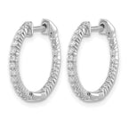 14k White Gold 1/2 carat Diamond In/Out Hinged Hoop Earrings