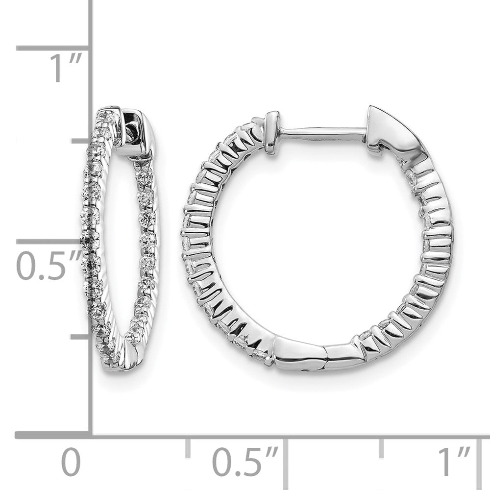 14k White Gold 1/2 carat Diamond In/Out Hinged Hoop Earrings