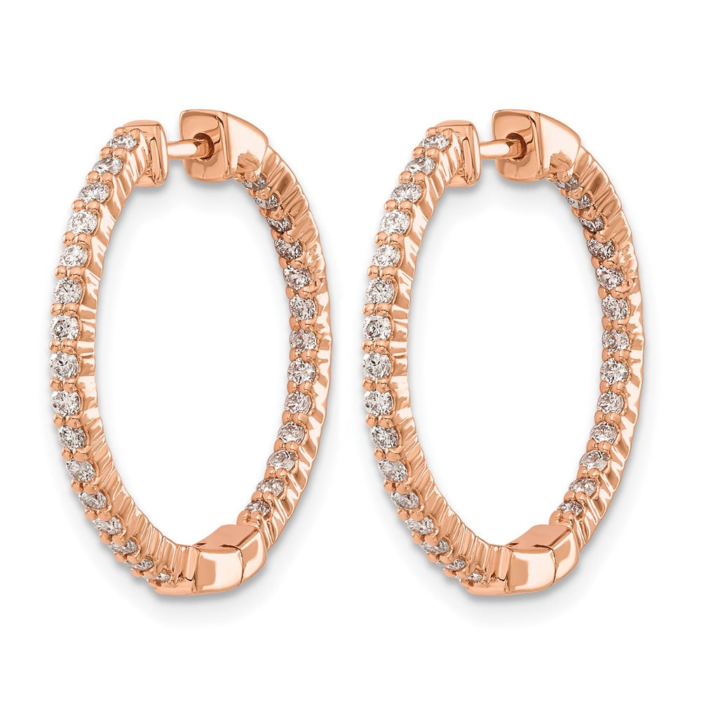 14k Rose Gold 5/8 carat Diamond In/Out Hinged Hoop Earrings