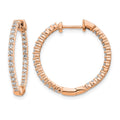 14k Rose Gold 5/8 carat Diamond In/Out Hinged Hoop Earrings