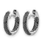 14k White Gold 3-row 3/8 carat Black Diamond In/Out Hinged Hoop Earrings