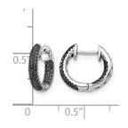 14k White Gold 3-row 3/8 carat Black Diamond In/Out Hinged Hoop Earrings