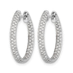 14k White Gold 3-row 1.24 carat Diamond In/Out Hinged Hoop Earrings