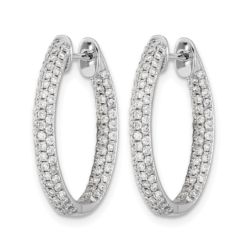 14k White Gold 3-row 1.24 carat Diamond In/Out Hinged Hoop Earrings