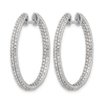 14k White Gold 3-row 2.2 carat Diamond In/Out Hinged Hoop Earrings