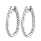 14k White Gold 3/4 carat Diamond In/Out Hinged Hoop Earrings