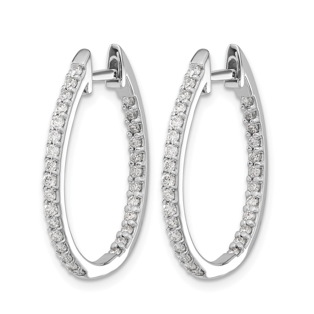 14k White Gold 3/4 carat Diamond In/Out Hinged Hoop Earrings