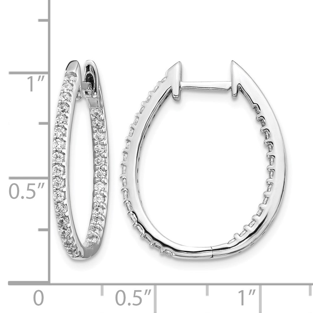 14k White Gold 3/4 carat Lab Grown Diamond VS/SI+ G+ Complete In and Out Hinged Hoop Earrings