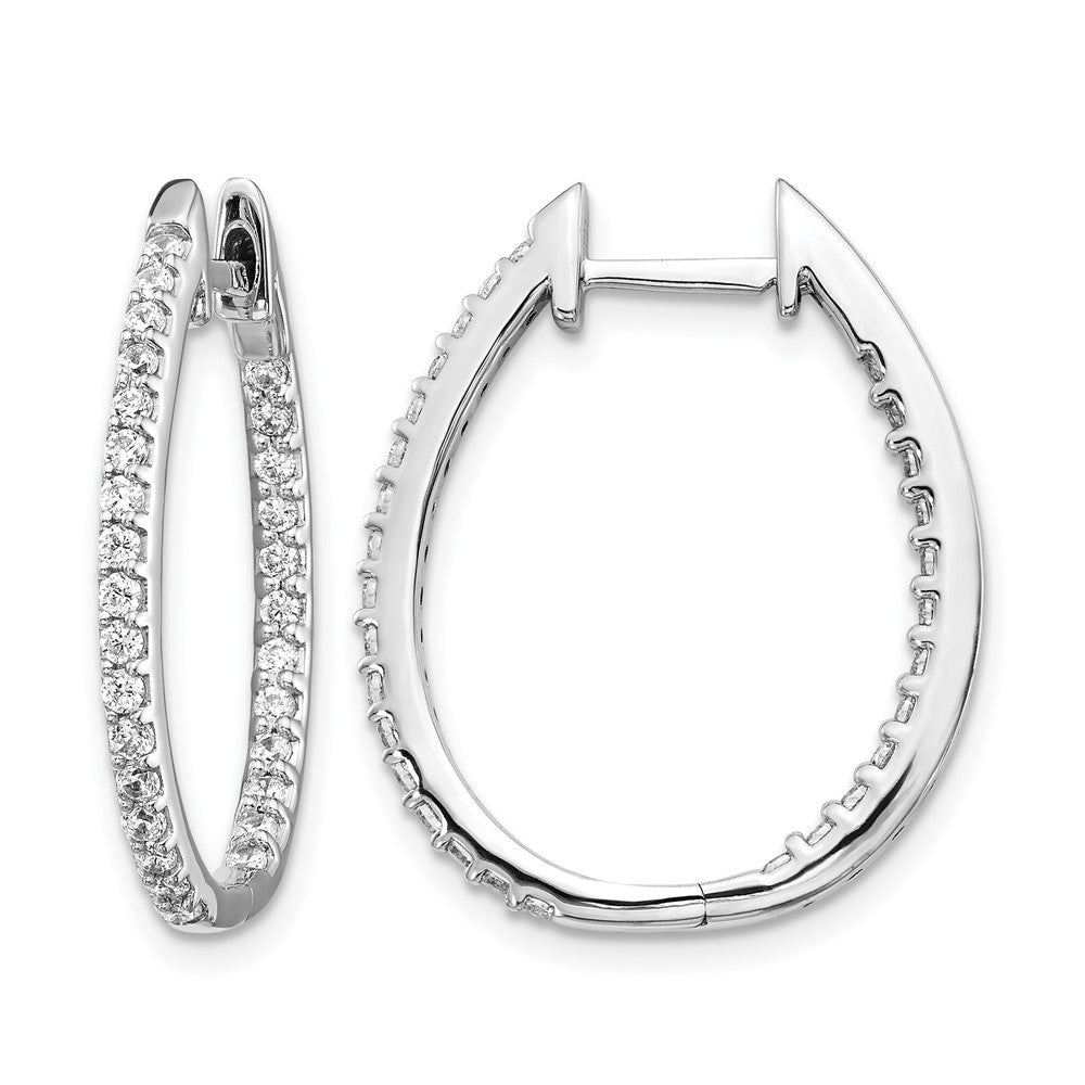 14k White Gold 3/4 carat Lab Grown Diamond VS/SI+ G+ Complete In and Out Hinged Hoop Earrings