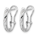 14k White Gold 1/8 carat Diamond Omega Back Hoop Earrings