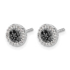 14k White Gold 1/3 carat Black/White Diamond Cluster Post Earrings