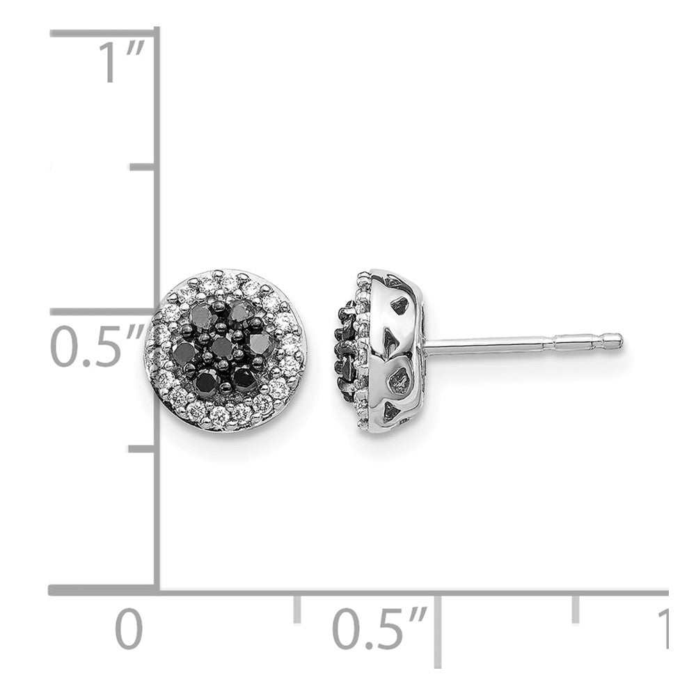 14k White Gold 1/3 carat Black/White Diamond Cluster Post Earrings
