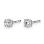 14k White Gold 1/6 carat Diamond Halo Cluster Post Earrings