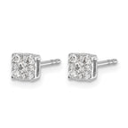 14k White Gold 1/4 carat Diamond Halo Cluster Post Earrings
