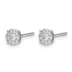 14k White Gold 1/3 carat Diamond Halo Cluster Post Earrings