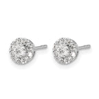 14k White Gold 1/2 carat Diamond Halo Cluster Post Earrings