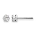 14k White Gold 1/4 carat Diamond Cluster Screwback Post Earrings