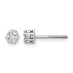 14k White Gold 1/4 carat Diamond Cluster Screwback Post Earrings