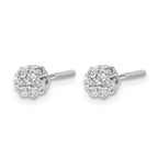14k White Gold 1/3 carat Diamond Cluster Screwback Post Earrings