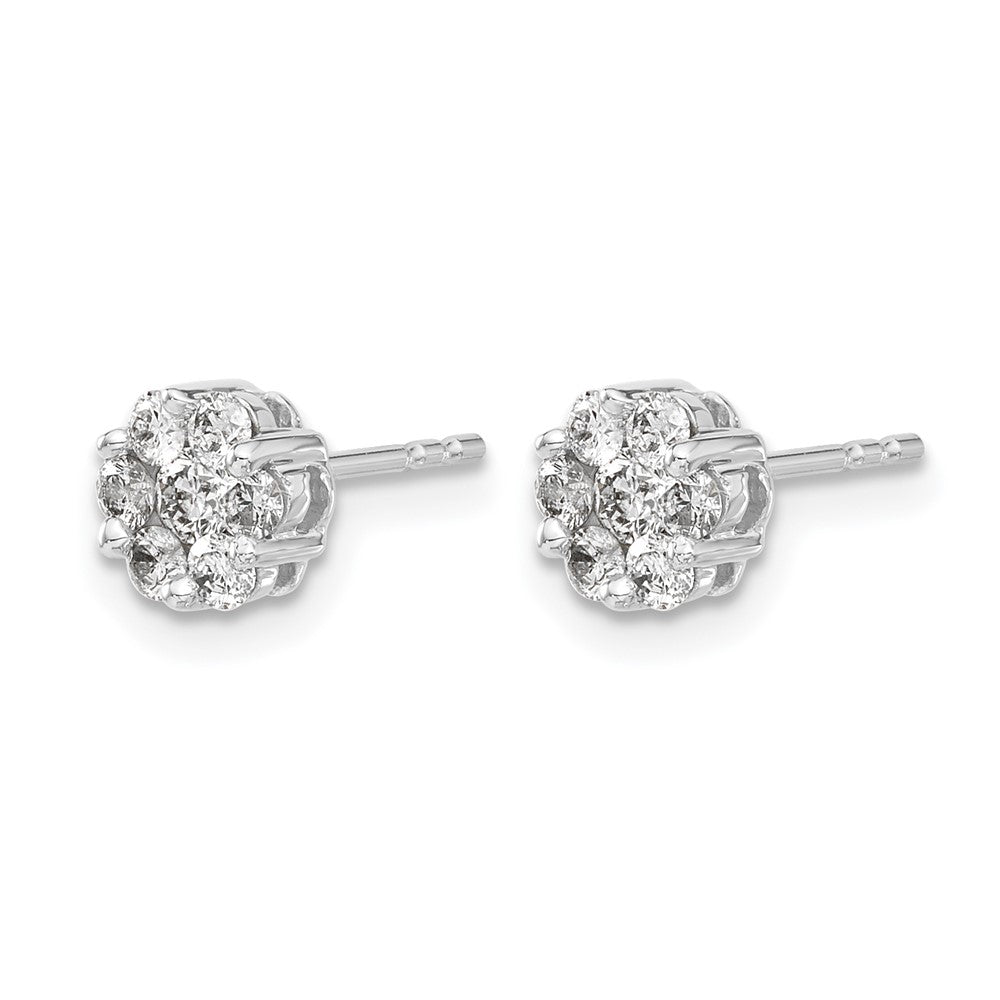 14k White Gold 1/2 carat Diamond Cluster Push Back Post Earrings