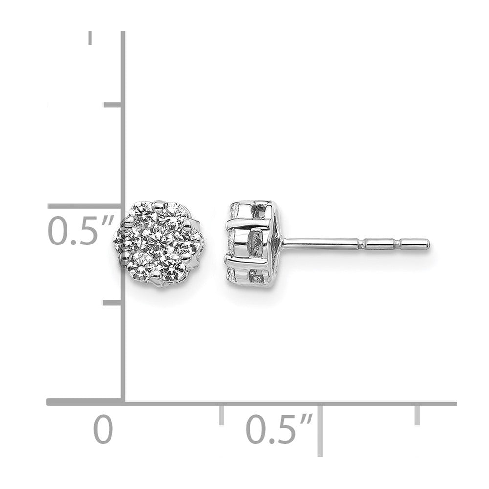 14k White Gold 1/2 carat Lab Grown Diamond VS/SI+ G+ Cluster Post Earrings
