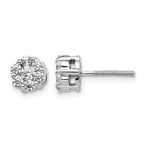 14k White Gold 5/8 carat Diamond Cluster Screwback Post Earrings