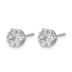 14k White Gold 1.1 carat Diamond Cluster Screwback Post Earrings