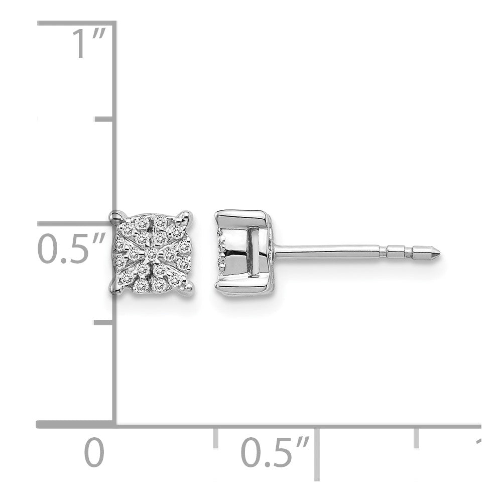 14k White Gold 1/6 carat Diamond Cluster Post Earrings