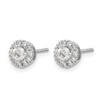 14k White Gold 5/8 carat Diamond Halo Cluster Post Earrings