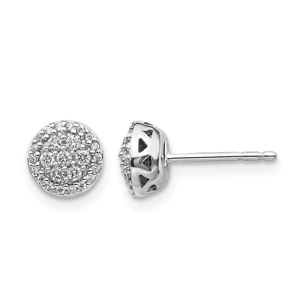 14k White Gold 1/4 carat Diamond Cluster Post Earrings