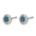 14k White Gold 1/4 carat Blue/White Diamond Cluster Post Earrings