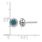 14k White Gold 1/4 carat Blue/White Diamond Cluster Post Earrings