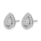 14k White Gold 1/2 carat Diamond Teardrop Cluster Post Earrings