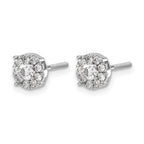 14k White Gold 1/2 carat Diamond Halo Cluster Screwback Post Earrings