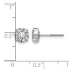 14k White Gold 1/2 carat Diamond Halo Cluster Screwback Post Earrings