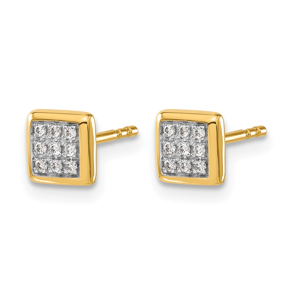 14k 1/10 carat Diamond Cluster Square Post Earrings