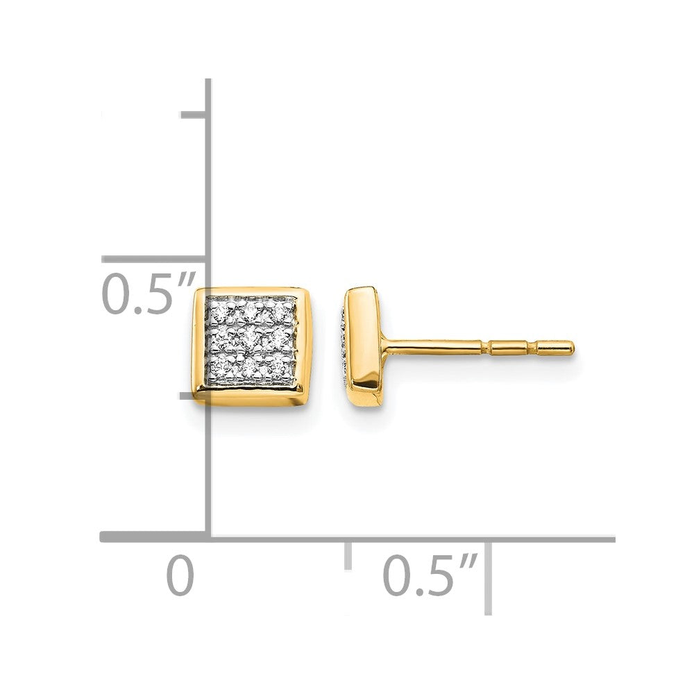 14k 1/10 carat Diamond Cluster Square Post Earrings