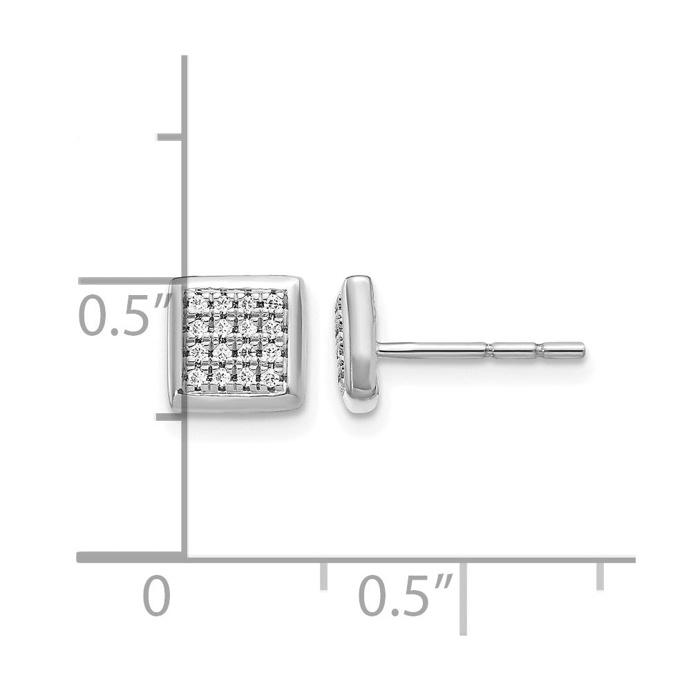 14k White Gold 1/8 carat Diamond Cluster Square Post Earrings