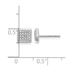 14k White Gold 1/8 carat Diamond Cluster Square Post Earrings