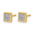 14k 1/8 carat Diamond Cluster Square Post Earrings