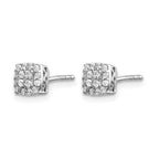 14k White Gold 1/4 carat Diamond Square Halo Post Earrings