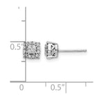 14k White Gold 1/4 carat Diamond Square Halo Post Earrings