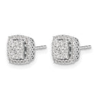 14k White Gold 1/2 carat Diamond Square Cluster Post Earrings