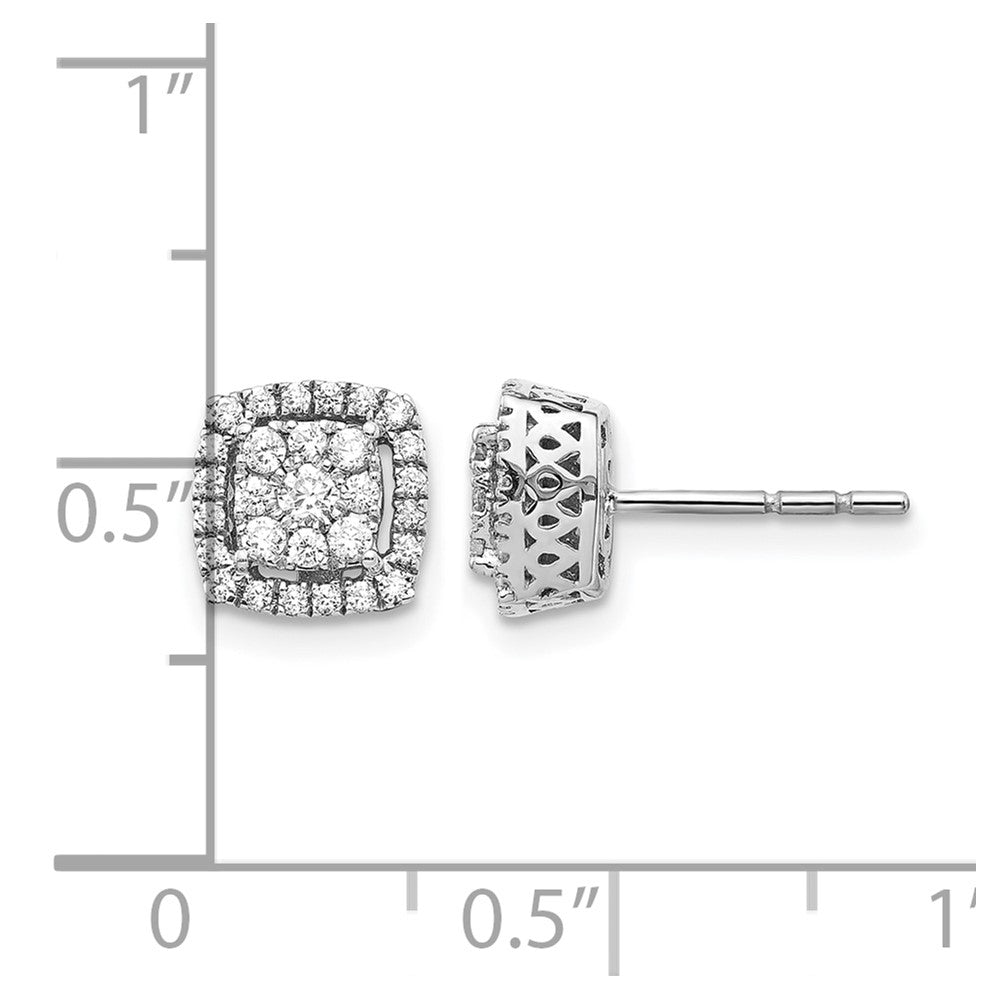 14k White Gold 1/2 carat Diamond Square Cluster Post Earrings