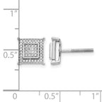 14k White Gold 1/4 carat Diamond Double Square Bezel Screwback Post Earrings