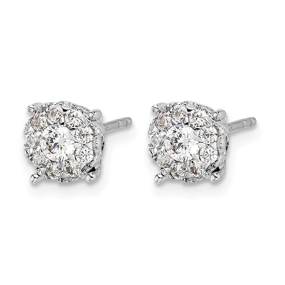 14k White Gold 1 carat Lab Grown Diamond VS/SI+ G+ Halo Post Earrings