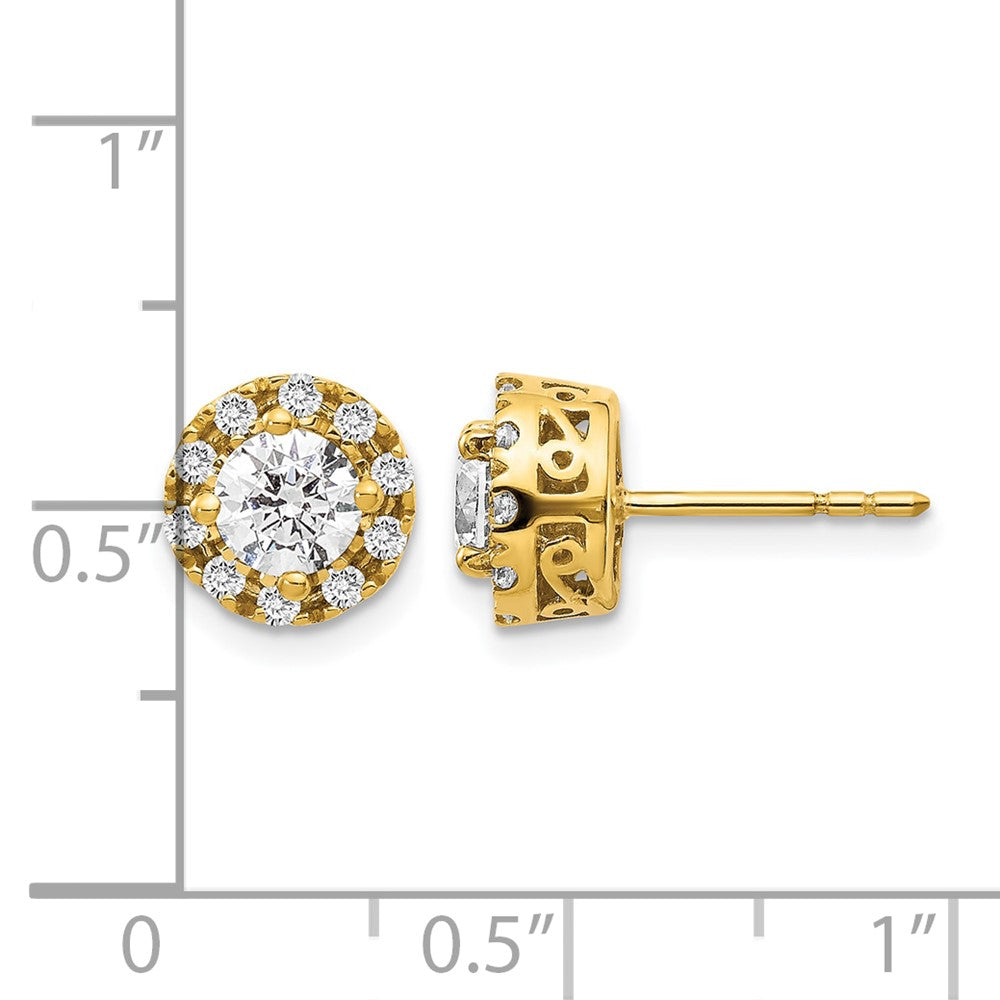14k Yellow Gold 1 carat Lab Grown Diamond VS/SI+ G+ Halo Post Earrings
