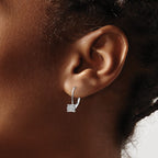 14k White Gold 1/10 carat Diamond Cluster Leverback Earrings
