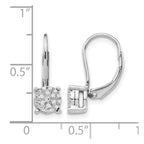 14k White Gold 1/6 carat Diamond Cluster Leverback Earrings